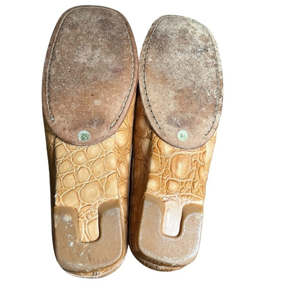 Mezlan Calf Leather Croc Embossed Venetian Mules Loafers Italy Made VTG Size 8.5 main image 10